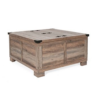 Merrick Lane Green River Farmhouse Storage Coffee Table