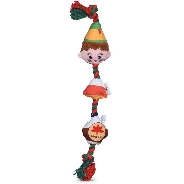 Elf Holiday 15" Buddy, Candy, and Maple Syrup Rope Pet Toy - Multi