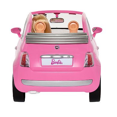 Barbie® Doll & Fiat 500 Vehicle Play Set, Fashion Doll with Pink Toy Car & Accessories