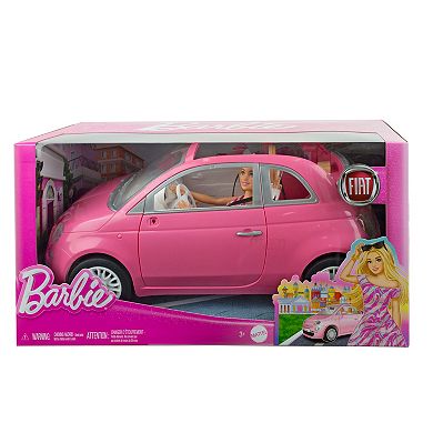 Barbie® Doll & Fiat 500 Vehicle Play Set, Fashion Doll with Pink Toy Car & Accessories