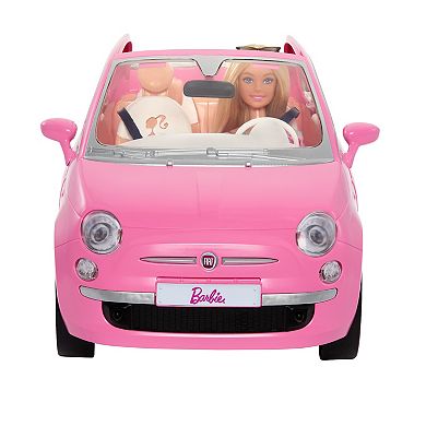 Barbie® Doll & Fiat 500 Vehicle Play Set, Fashion Doll with Pink Toy Car & Accessories