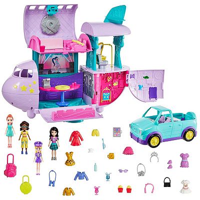 Polly Pocket Travel Adventures Pack Four 3 inch Dolls Jet Vehicle Kohl s Exclusive