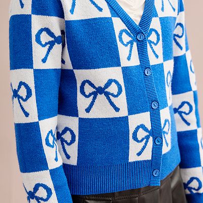 Girls 4-16 Knit Works Sweater Cardigan & Yoke Pleated Skirt 2 pc Set