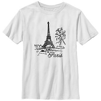 Boys 6-20 Eiffel Tower Drawing Paris Graphic Tee