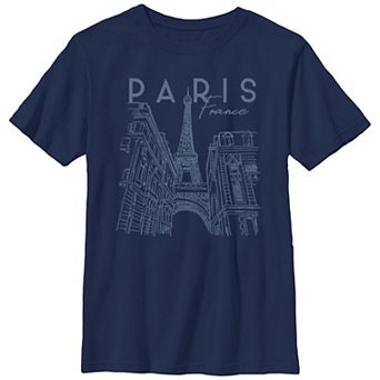 Boys 6-20 Paris, France City Sketch Graphic Tee