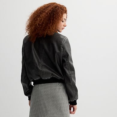 Juniors' SO Faux Leather Bomber Jacket