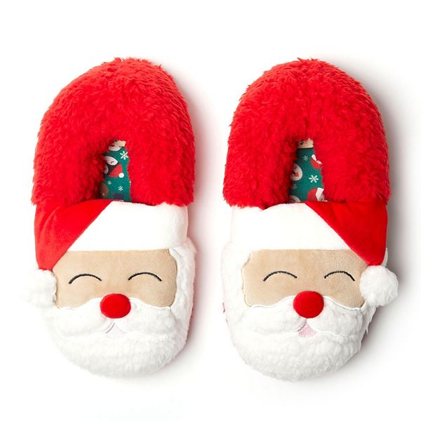 Dearfoams Santa Adult Slippers - Red Santa (XS MEDIUM)