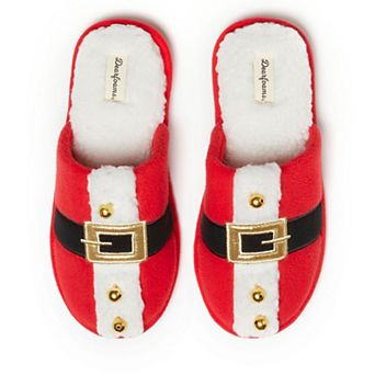 Dearfoams Holiday Red Buckle Novelty Adult Scuff Slippers