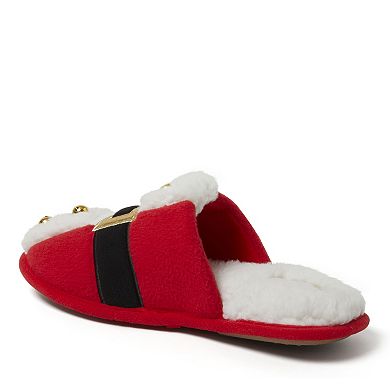 Dearfoams Holiday Red Buckle Novelty Adult Scuff Slippers