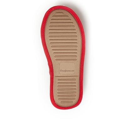 Dearfoams Holiday Red Buckle Novelty Adult Scuff Slippers