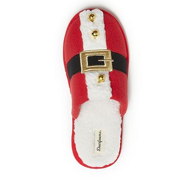 Dearfoams Holiday Red Buckle Novelty Adult Scuff Slippers
