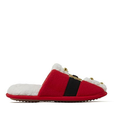 Dearfoams Holiday Red Buckle Novelty Adult Scuff Slippers