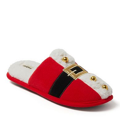 Dearfoams Holiday Red Buckle Novelty Adult Scuff Slippers