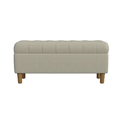 HomePop Button Tufted Padded Top Storage Bench