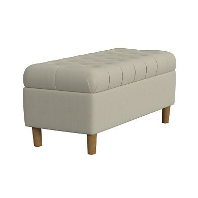 HomePop Button Tufted Padded Top Storage Bench