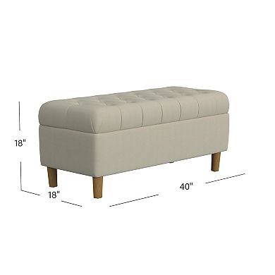 HomePop Button Tufted Padded Top Storage Bench