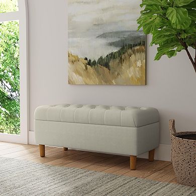 HomePop Button Tufted Padded Top Storage Bench