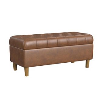 HomePop Button Tufted Padded Top Storage Bench