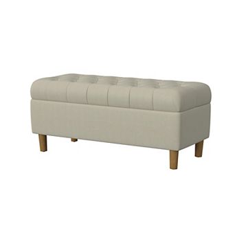 HomePop Button Tufted Padded Top Storage Bench