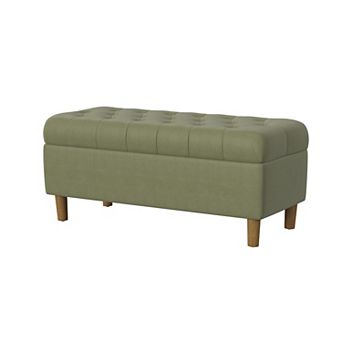 HomePop Button Tufted Padded Top Storage Bench