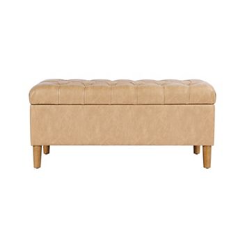 HomePop Button Tufted Padded Top Storage Bench