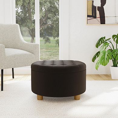 HomePop Round Hidden Storage Ottoman