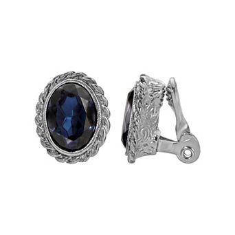 1928 Glass Stone Oval Clip Earrings