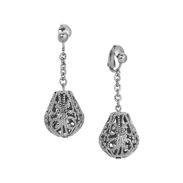 1928 Filigree Linear Drop Clip Earrings