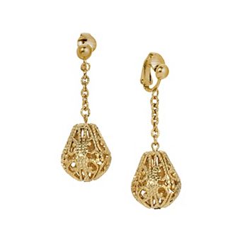 1928 Filigree Linear Drop Clip Earrings