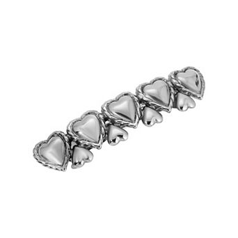 1928 Silver Tone Multi Heart Barrette