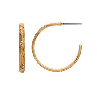 1928 Gold Tone Thin Wedding Band Hoop Earrings