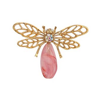 1928 Gold Tone Purple Dragonfly Pin