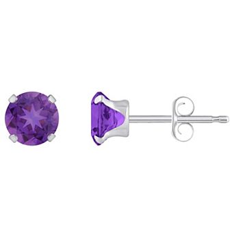 Celebration Gems 10k White Gold Round Amethyst Stud Earrings