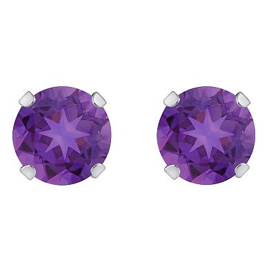 Celebration Gems 10k White Gold Round Amethyst Stud Earrings