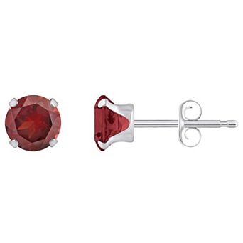 Celebration Gems 10k White Gold Round Garnet Stud Earrings