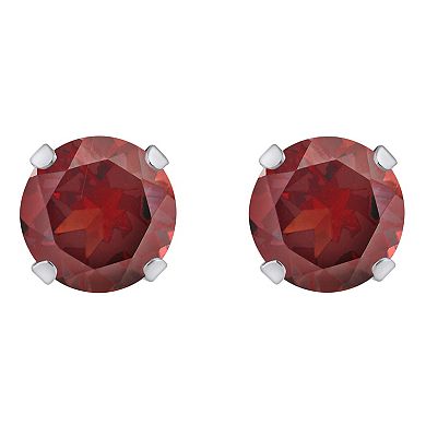 Celebration Gems 10k White Gold Round Garnet Stud Earrings
