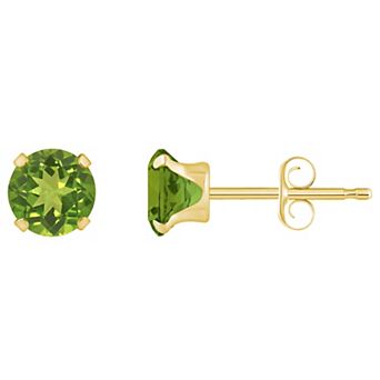 Celebration Gems 10k Gold Round Peridot Stud Earrings
