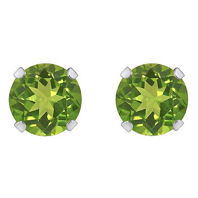Celebration Gems 10k Gold Round Peridot Stud Earrings