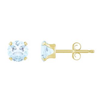 Celebration Gems 10k Gold Round Aquamarine Stud Earrings