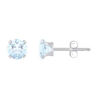 Celebration Gems 10k Gold Round Aquamarine Stud Earrings