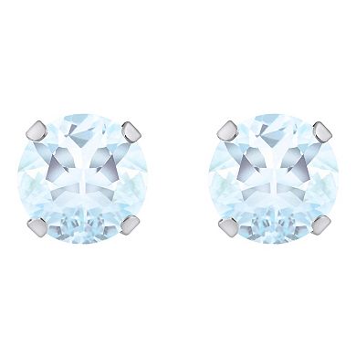 Celebration Gems 10k Gold Round Aquamarine Stud Earrings