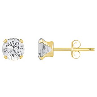 Celebration Gems 10k Gold Round White Topaz Stud Earrings