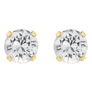 Celebration Gems 10k Gold Round White Topaz Stud Earrings
