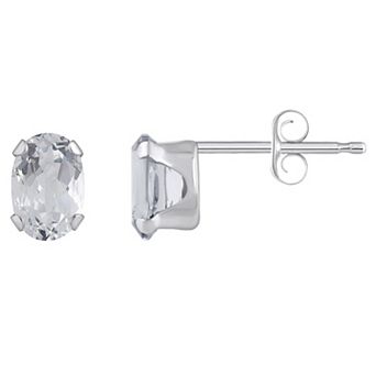Celebration Gems 10k Gold Oval White Topaz Stud Earrings