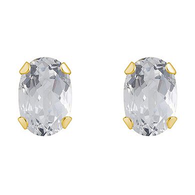 Celebration Gems 10k Gold Oval White Topaz Stud Earrings