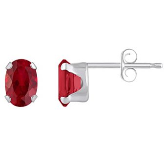 Celebration Gems 10k Gold Oval Lab-Created Ruby Stud Earrings