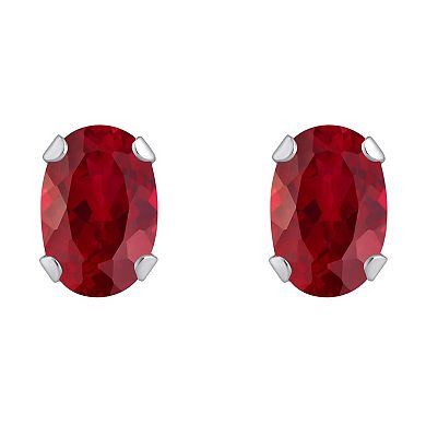 Celebration Gems 10k Gold Oval Lab-Created Ruby Stud Earrings