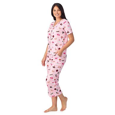 Women's Cuddl Duds® Pointelle Button-Front Pajama Top & Cropped Pajama Bottoms Set