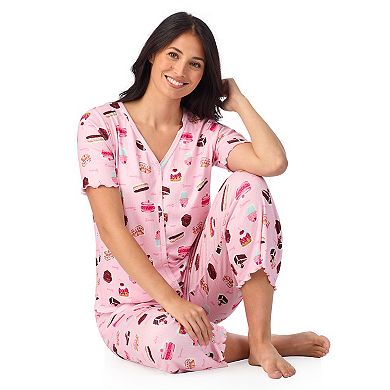 Women's Cuddl Duds® Pointelle Button-Front Pajama Top & Cropped Pajama Bottoms Set