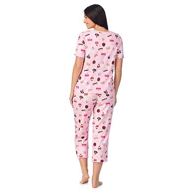 Women's Cuddl Duds® Pointelle Button-Front Pajama Top & Cropped Pajama Bottoms Set